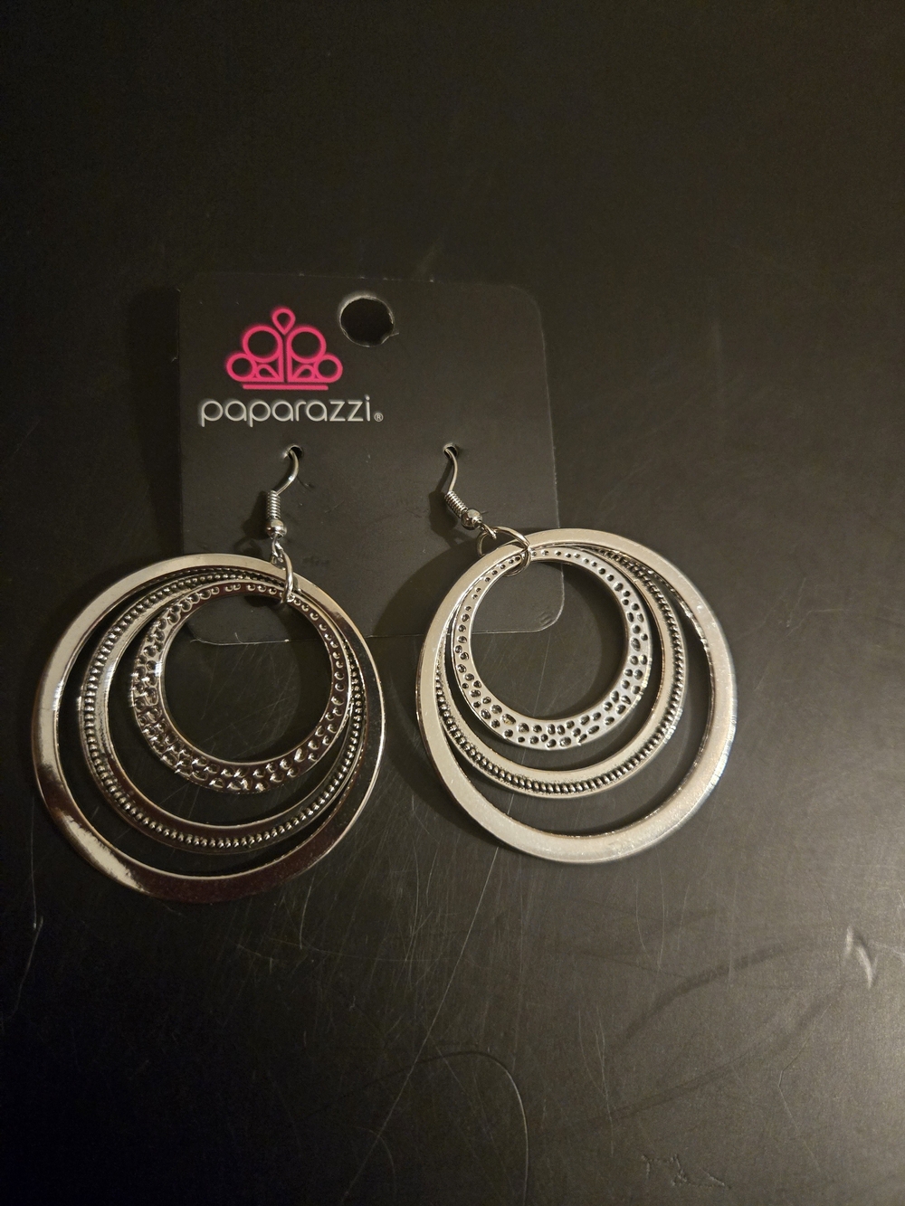 Paparazzi Silver Layered Hoop Drop Earrings